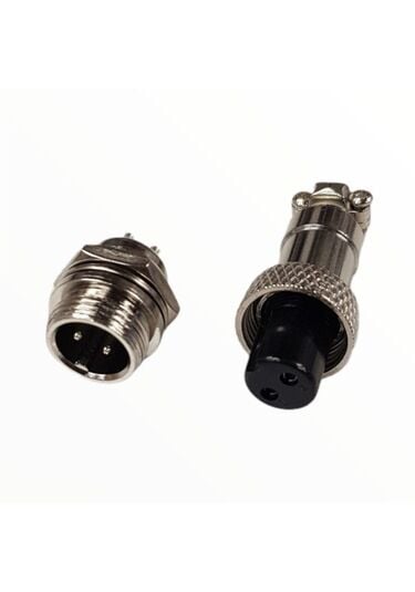 2 li Mini Mic Erkek Konnektör - (Gx-12) ( 5 Adet )