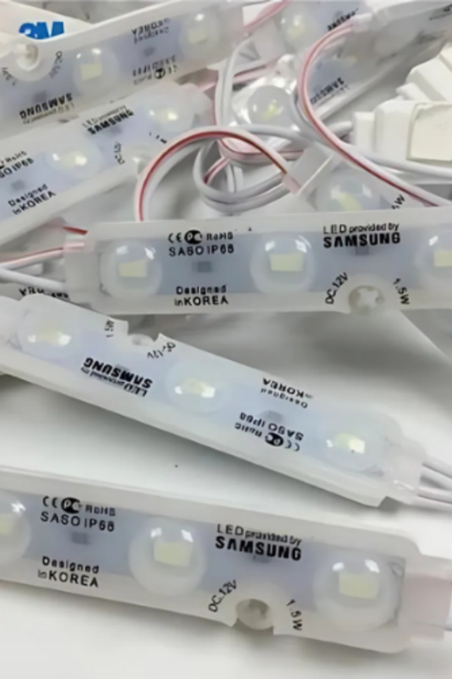 12 Volt 3 Lensli Samsung Modül Led Mavi (10 Adet)