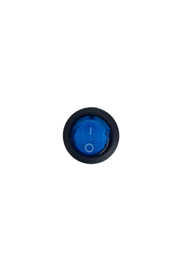 Yuvarlak On-Off Işıklı Anahtar 3 Pin Mavi Switch (10 Adet)