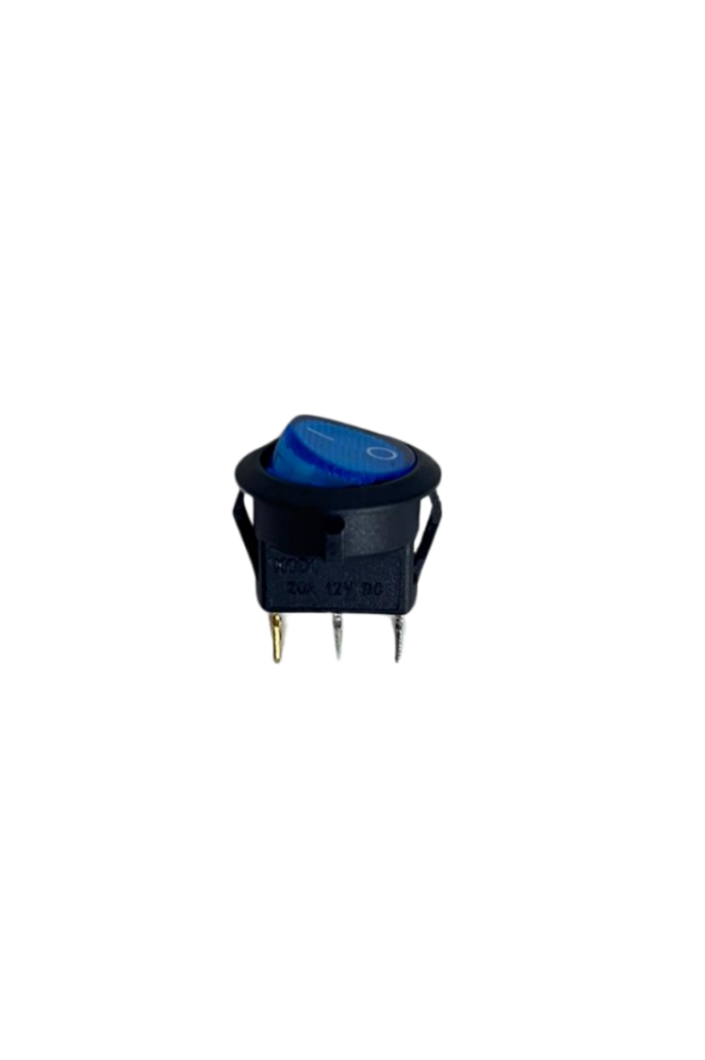 Yuvarlak On-Off Işıklı Anahtar 3 Pin Mavi Switch (10 Adet)