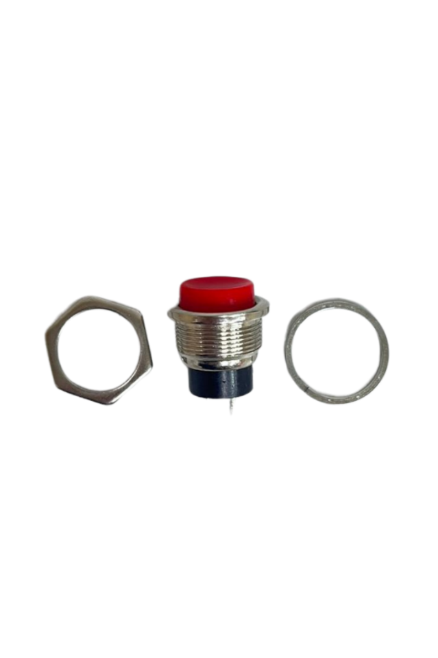 Metal Buton Yaylı 16MM Anahtar Kırmızı (10 Adet)