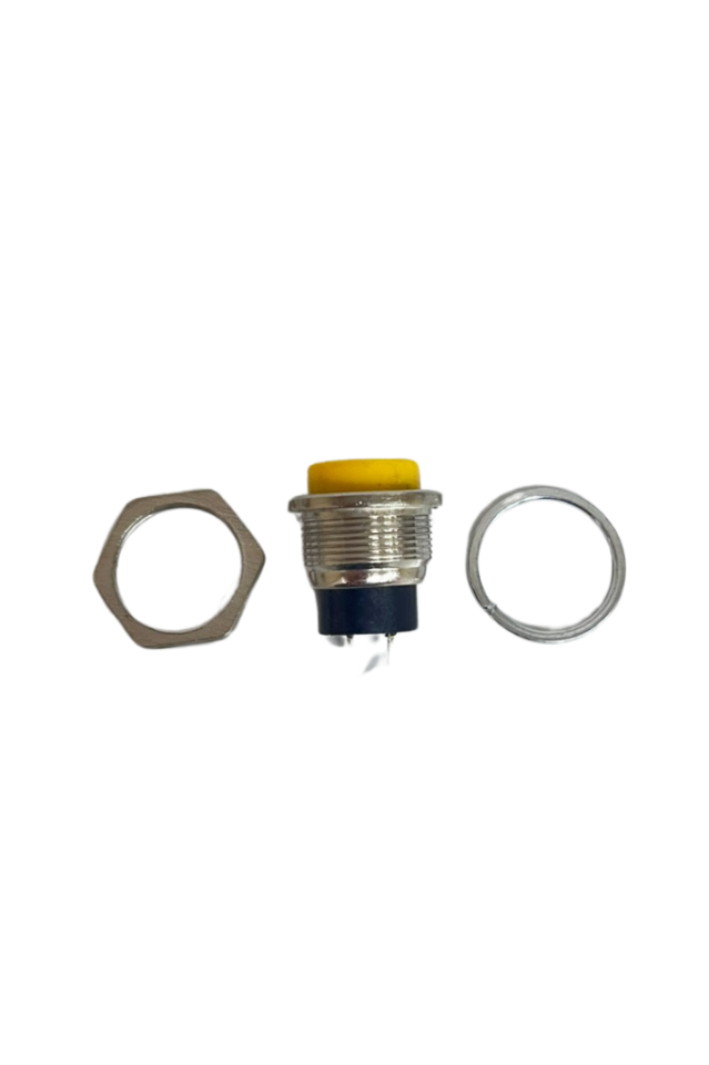 Metal Buton Yaylı 16MM Anahtar Sarı (10 Adet)