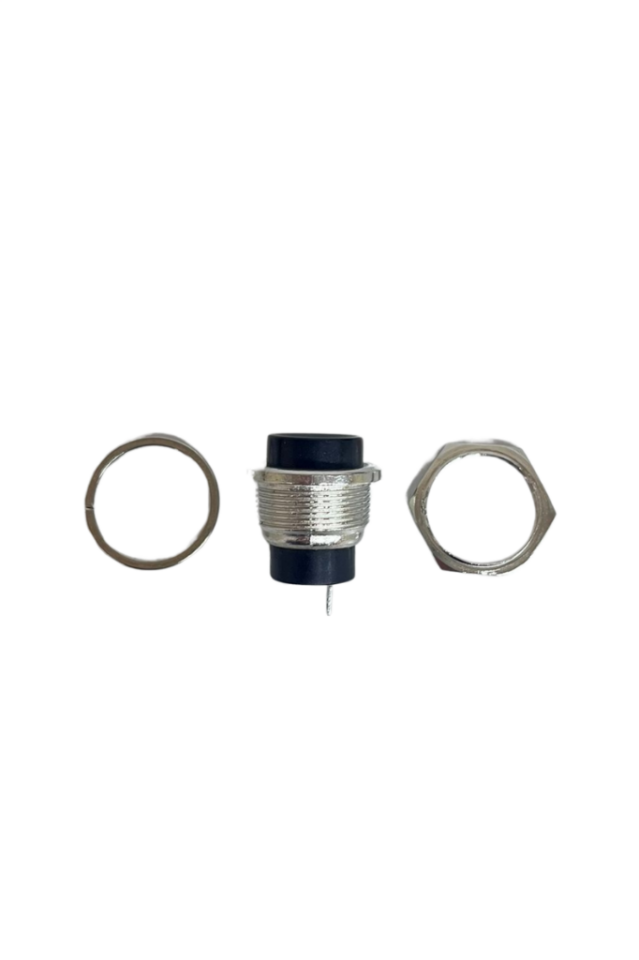 Metal Buton Yaylı 16MM Anahtar Siyah (10 Adet)