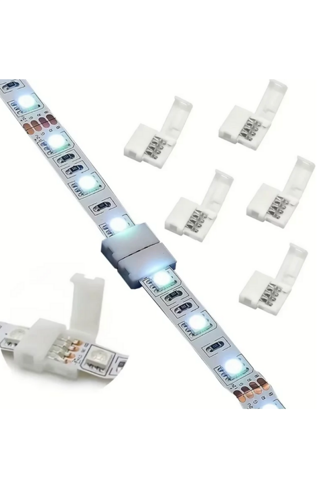 Şerit Led Birleştirme Aparatı 4’Lü Tek Renk RGB (5 Adet)