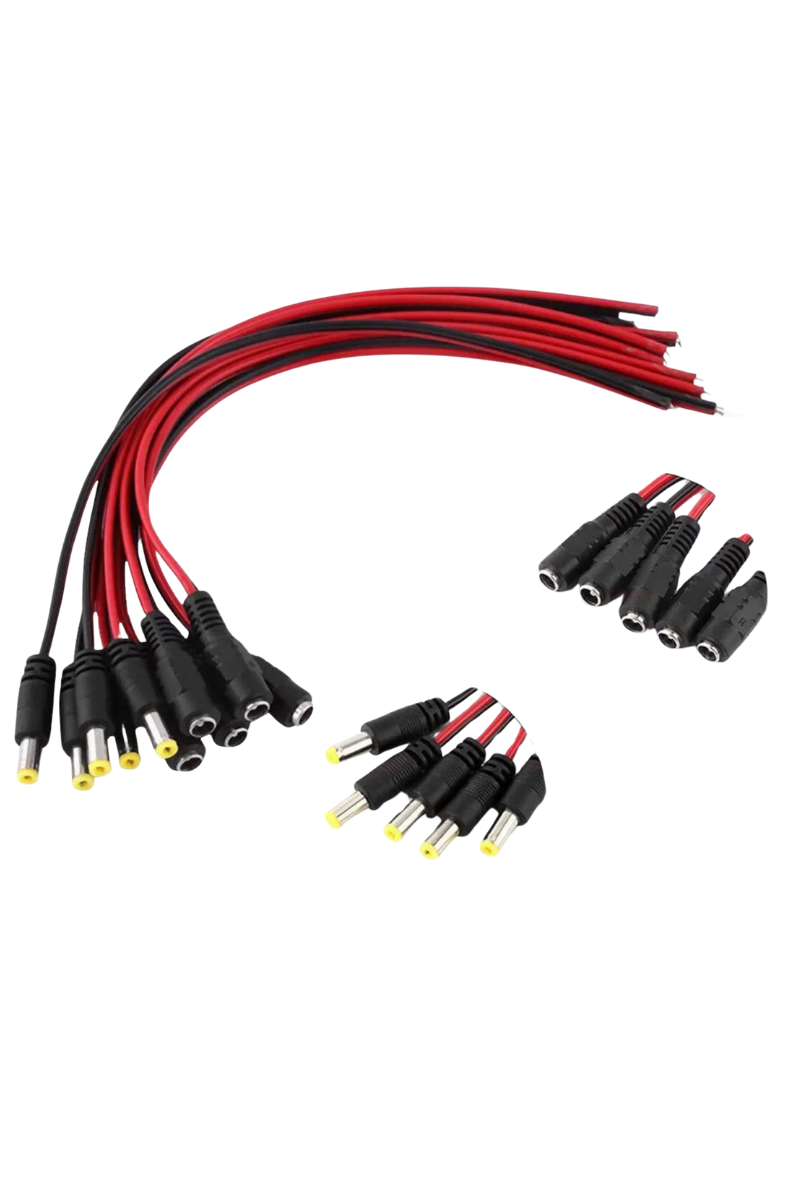 2.1 Dişi-Erkek Led Birleştirme Kablosu 15cm Adaptör Jack Fişi ve Kamera Kablosu (5 Takım)