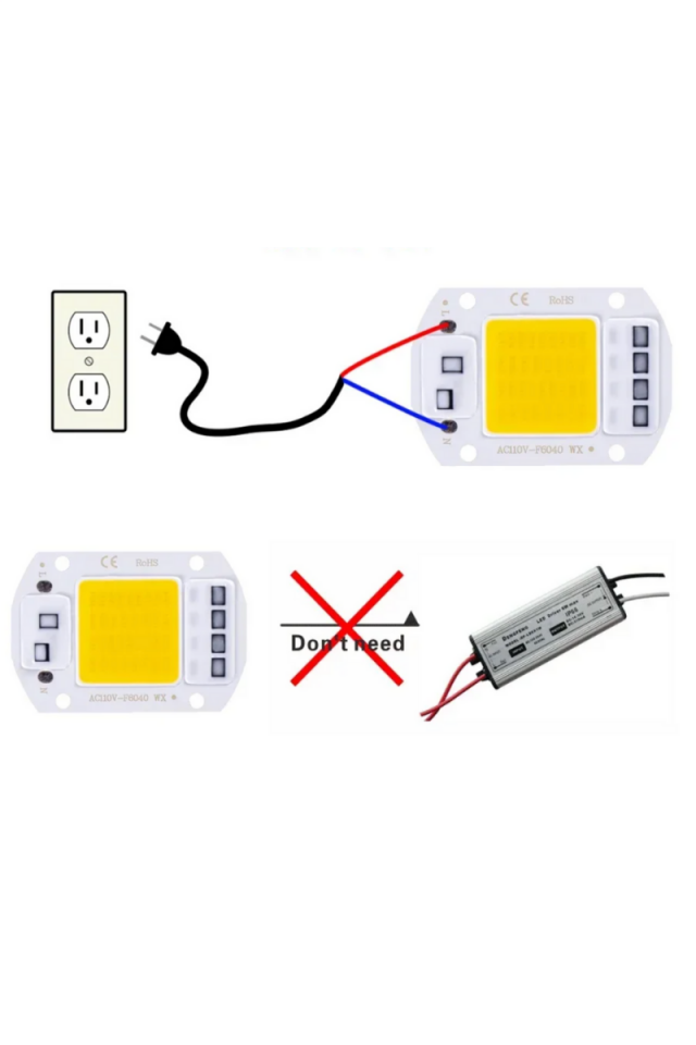 220 Volt 50 Watt Günışığı Projektör Cob Led Çipi