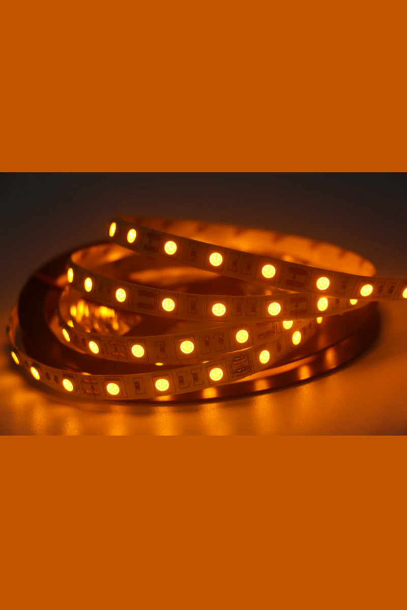 12 Volt İç Mekan Şerit Led 3 Çipli Sarı (Amber) Metrede 60 Led IP20 (5 Metre)