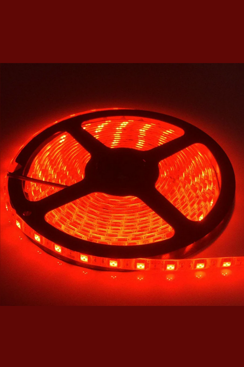 12 Volt İç Mekan Şerit Led 3 Çipli Kırmızı Metrede 60 Led IP20 (5 Metre)