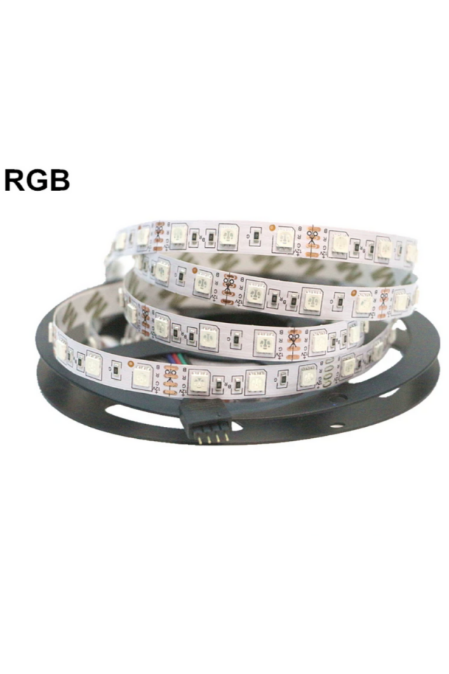 12 Volt İç Mekan Şerit Led 3 Çipli RGB Metrede 60 Led IP20 (5 Metre)