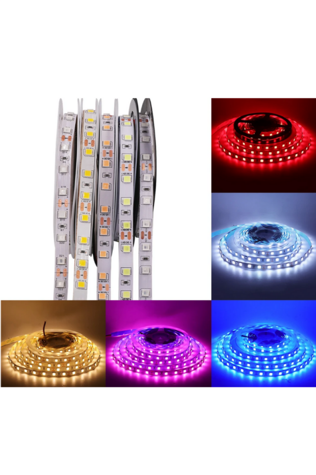 12 Volt 5050 Dış Mekan Şerit Led 3 Çipli Kırmızı Metrede 60 Led IP65 (5 Metre)