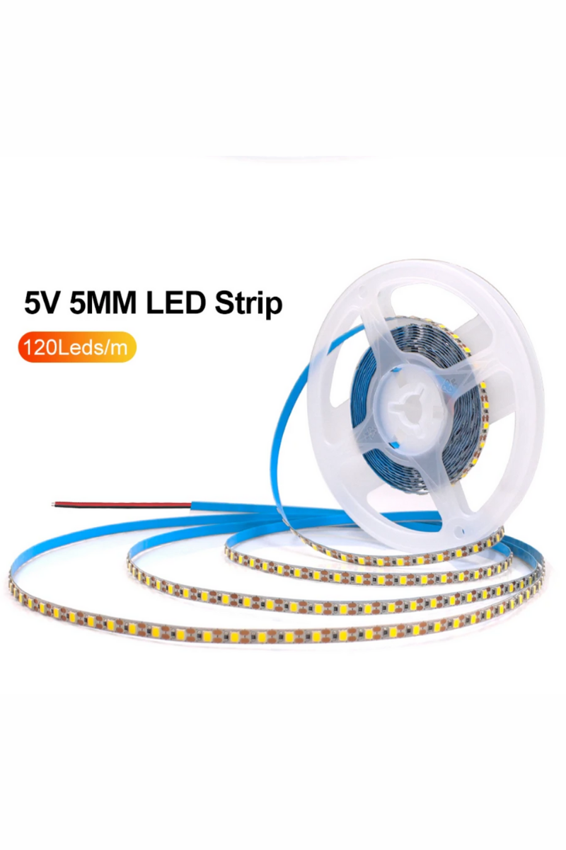 5 Volt 2835 Şerit Led 5 MM Gün Işığı 120 Ledli IP20 (5 Metre)
