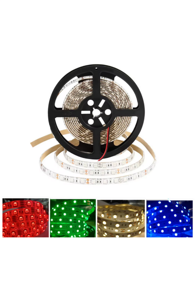 24 Volt 5050 Şerit Led Sarı (Amber) IP65 (5 Metre)