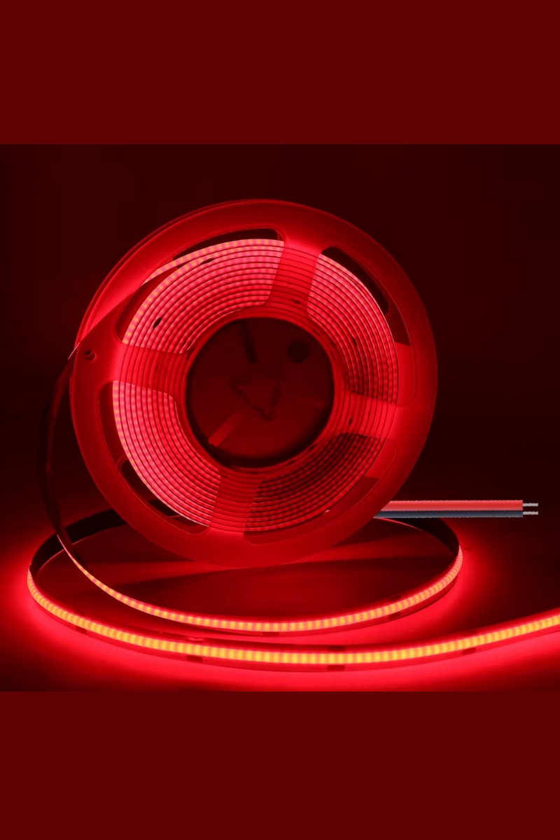 12V Cob Şerit Led 8MM 320 Ledli Esnek Kırmızı Cob Led IP20 (5 Metre)