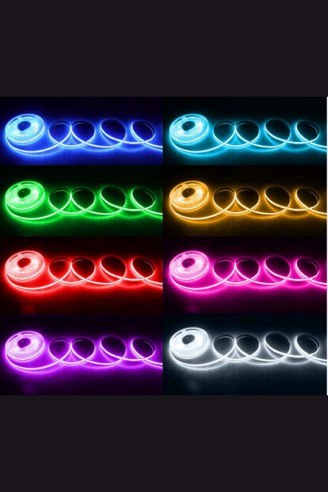 12V Cob Şerit Led 3MM 400 Ledli İnce Esnek Pembe Cob Led IP20 (5 Metre)