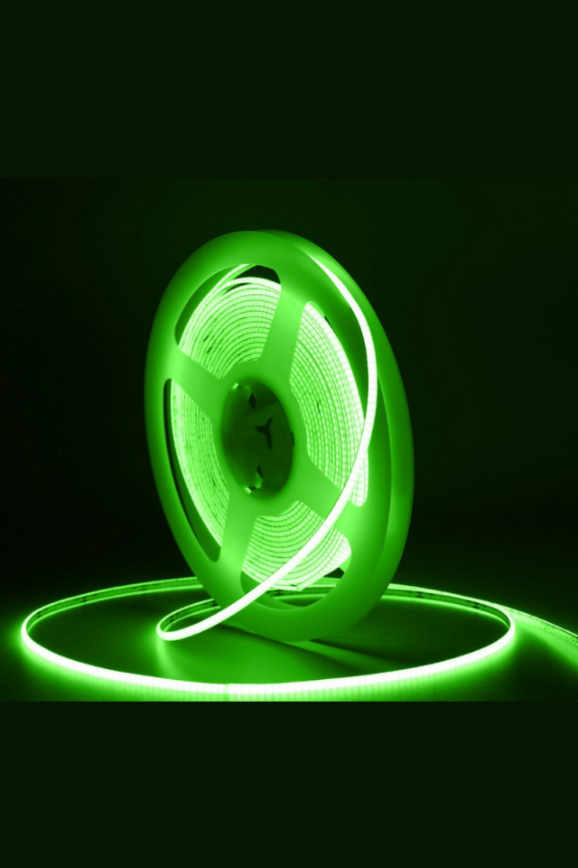 12V Cob Şerit Led 3MM 400 Ledli İnce Esnek Yeşil Cob Led IP20 (5 Metre)