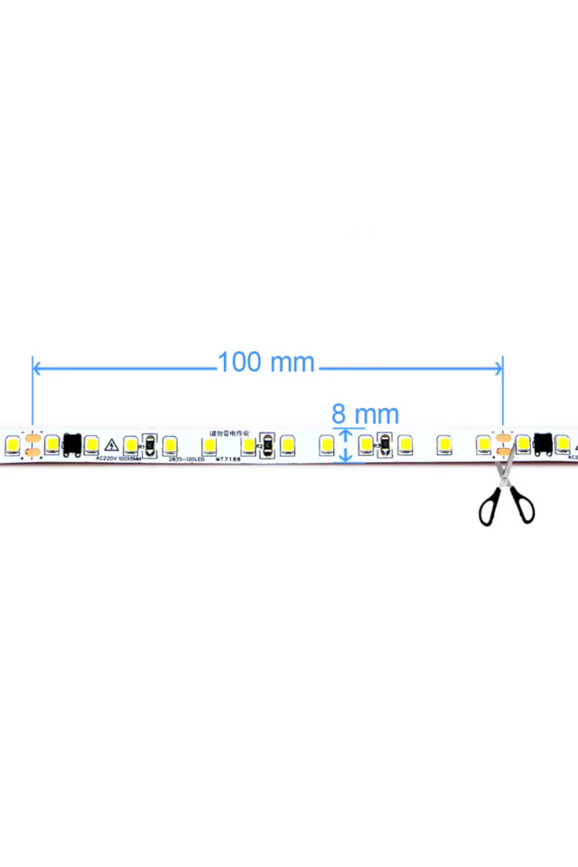 220 Volt Şerit Led Dim Edilebilir 10 Cm De Bir Kesilebilir Sarı (Amber) IP20 Şerit Led (10 Metre)