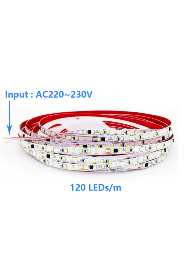 220 Volt Şerit Led Dim Edilebilir 10 Cm De Bir Kesilebilir Beyaz IP65 Şerit Led (5 Metre)