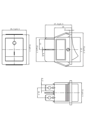Kare On-Off Işıklı Geniş Anahtar Kırmızı 4 Pinli Switch (5 Adet)