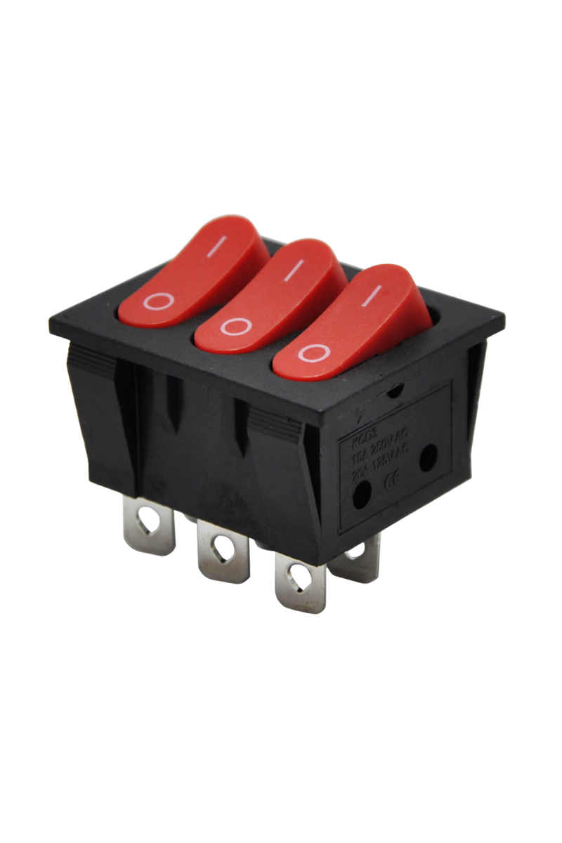 Kare On-Off 3 lü Işıksız Anahtar Siyah 6 Pinli Işıksız 3 lü Switch (5 Adet)