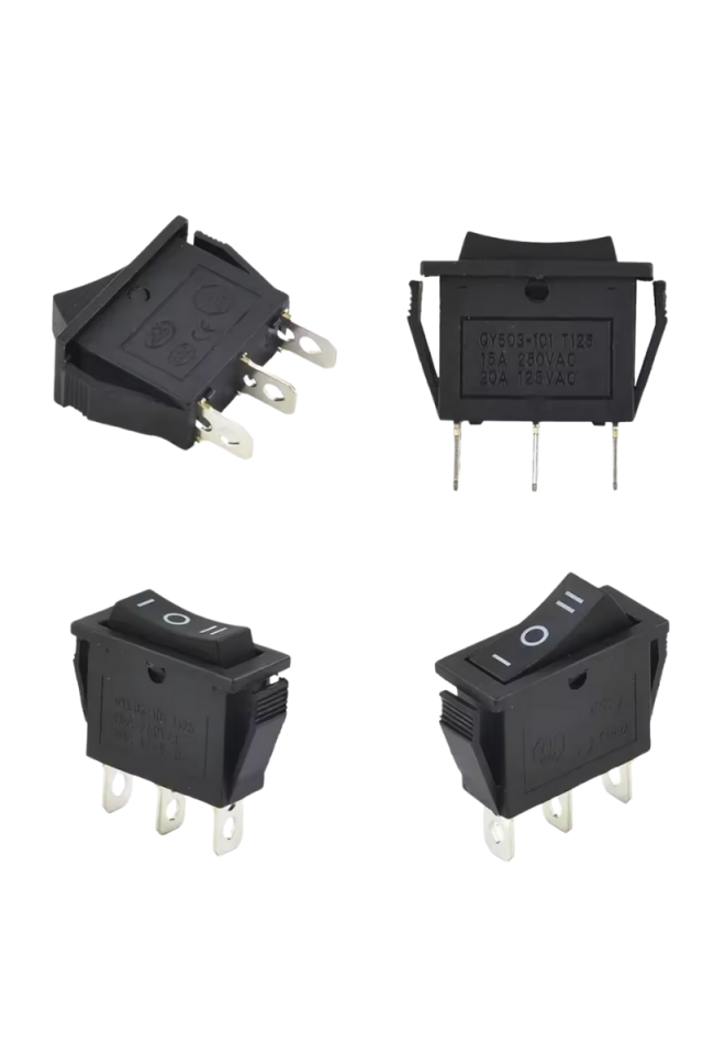 Tekli Dar Işıksız On-Off-On Anahtar Siyah 3 Pinli Dar Işıksız Switch (5 Adet)