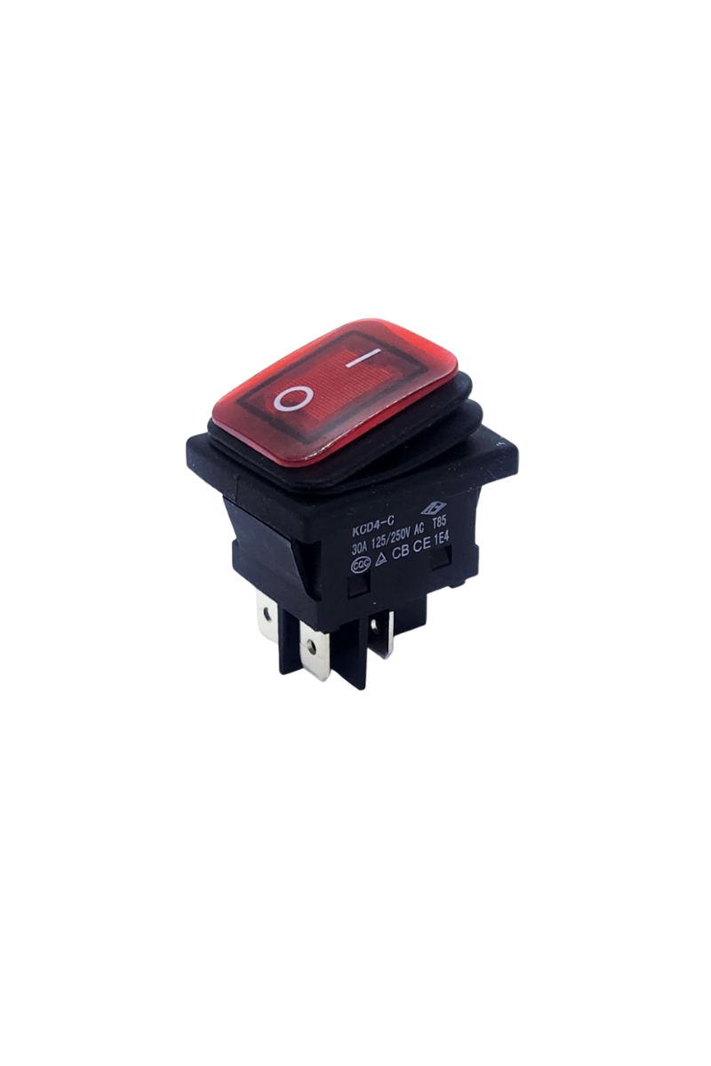 Kare Geniş Işıklı On-Off Anahtar 30A Kırmızı 4 Pinli Kare Geniş Işıklı Switch (5 Adet)